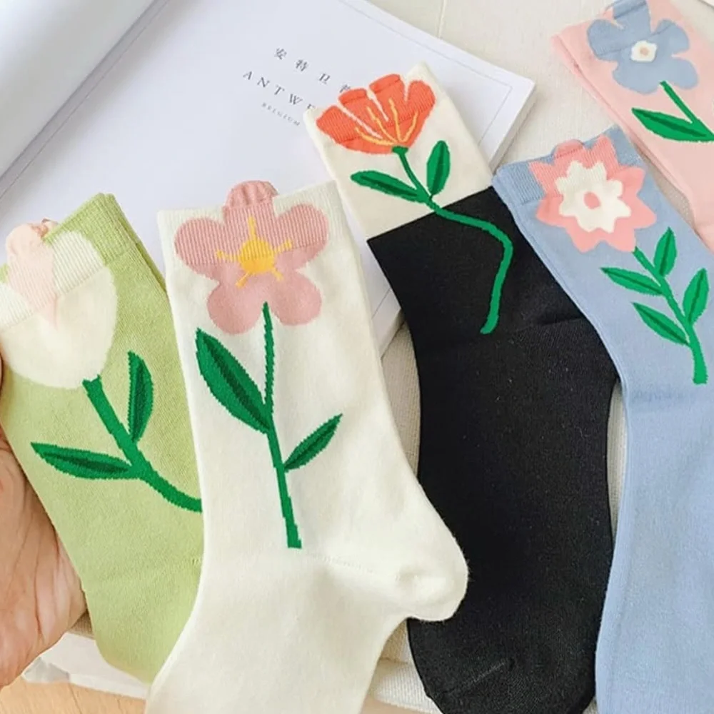 Floral Patterned Socks Set of 5 - Picture 2 of 2